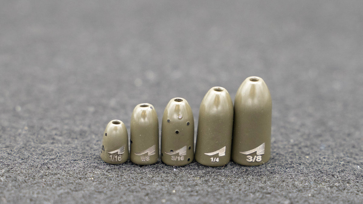 Bullet Weights Tungsten Green Pumpkin Worm Weights 1/32oz (0.9g) 15-Pack