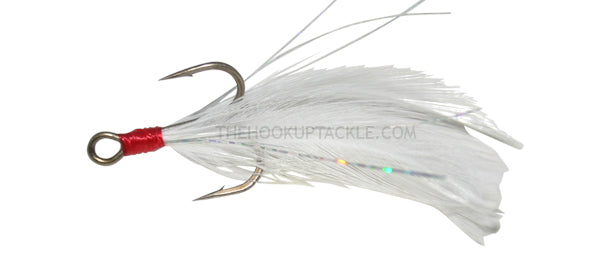 10 white feathered treble hooks Size 12 FA396