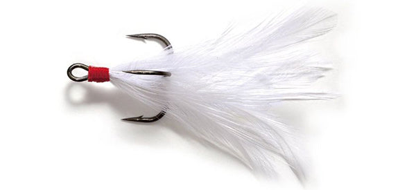 10 white feathered treble hooks Size 12 FA396